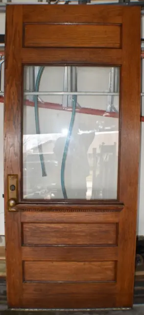 Antique Vintage Solid Oak Door  -- 35 5/8 Wide -- 83 1/2 Tall -- 1 3/4 Thick