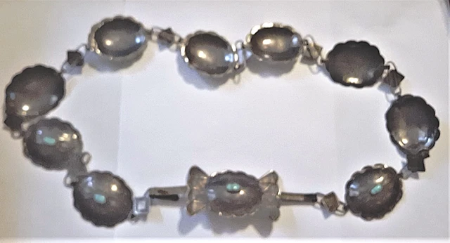 Antique Sterling Silver Turquoise Old Pawn Harvey Navajo Concho Belt