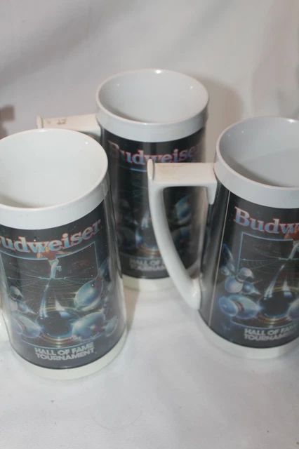 Vintage Budweiser Bowling Hall of Fame Tournament Thermo-Serve Mug Rare