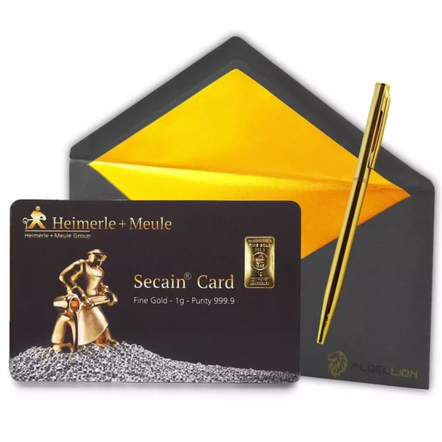 1g Gold-Barren Gold-Plättchen in Secain Card, 999.9 Feingold LBMA zertifiziert