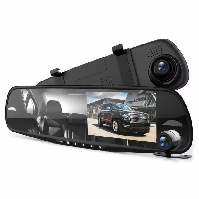 Rétroviseur avec caméra avant et arrière 3EN1 voiture Dash Cam vidéo DVR 2