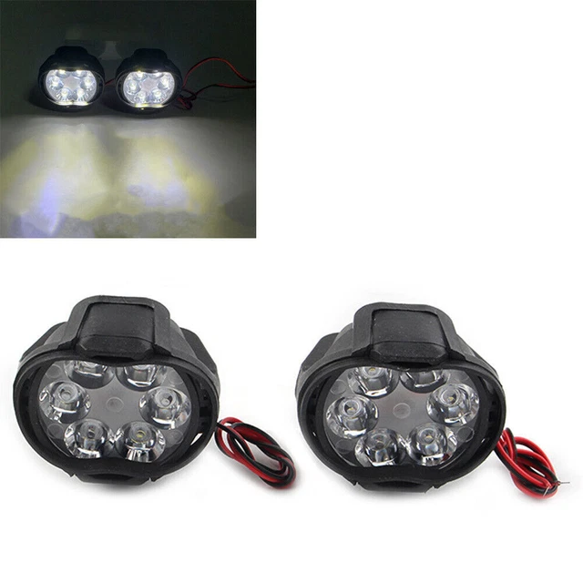 2pcs Motorcycle 6 LED Front Headlight Spot Fog Lights Head Lamp With Switch