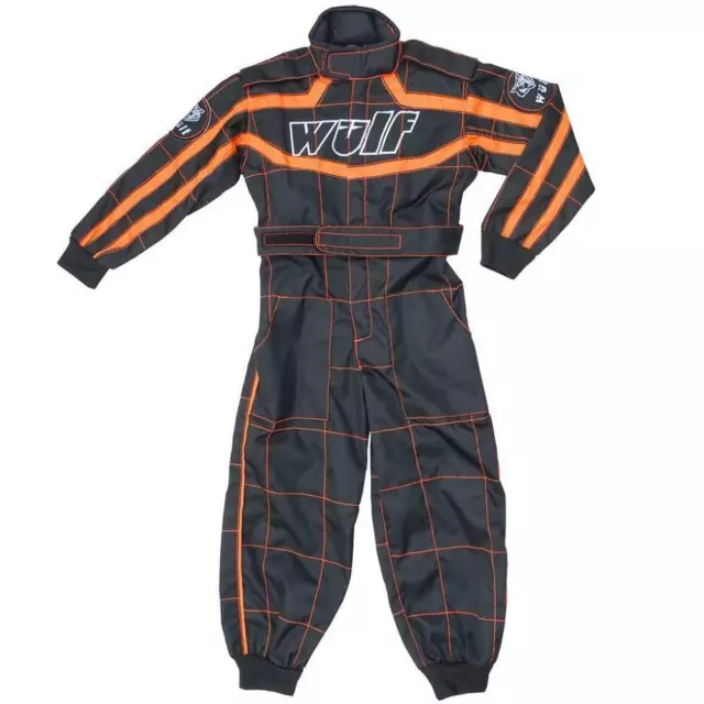 Wulfsport Cub Rennanzug schlicht schwarz/orange Kinder Kartanzüge ATV Jugend Rennen