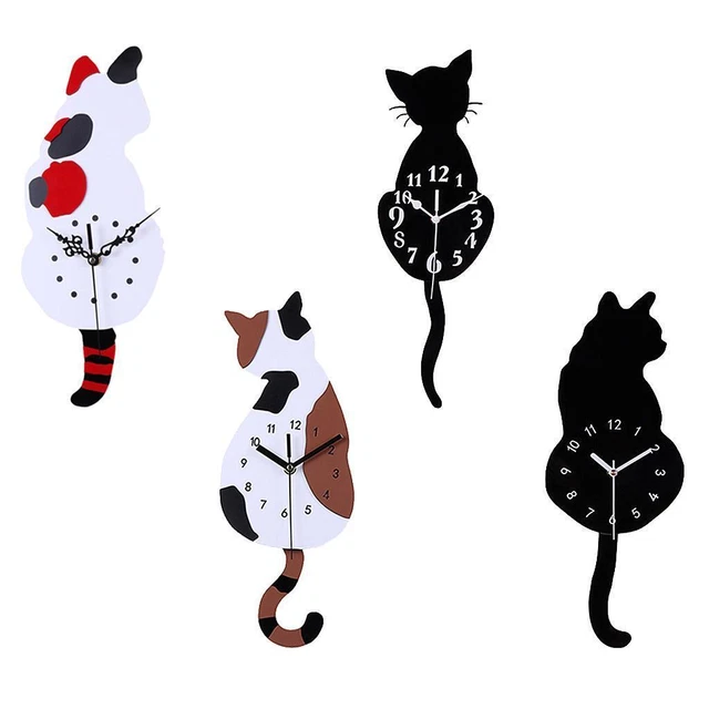Creative DIY Chat Acrylique   avec Swing Queue Pendule pour Salon Chambre