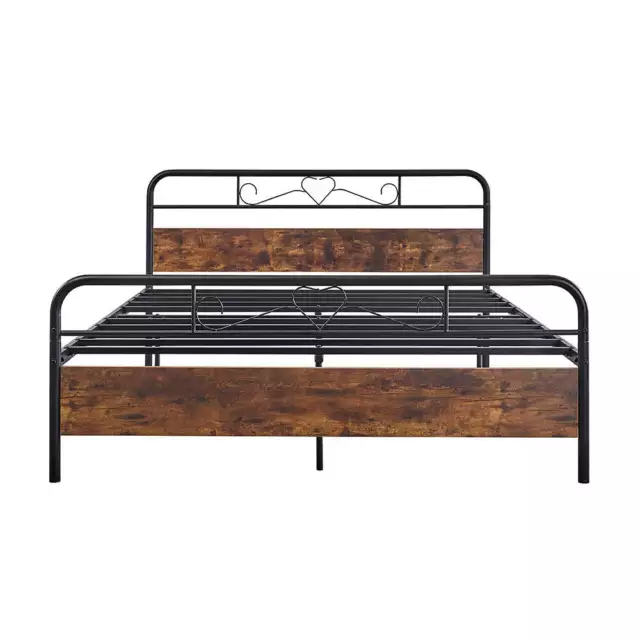 Foret Bed Frame Metal  Queen Double King Single Size Wooden Headboard Bedroom