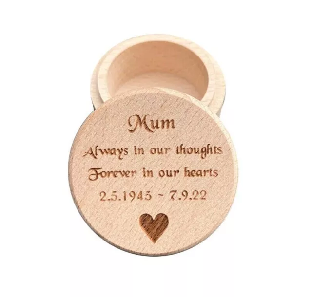 Personalised Small Wood Memorial Ashes Urn Keepsake Cremation Trinket Memory Box