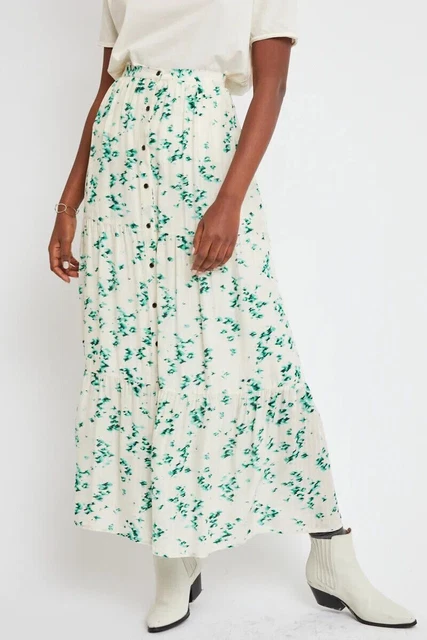 REISS GREEN KNIT Button Front Hatty Skirt S 103.21 PicClick UK