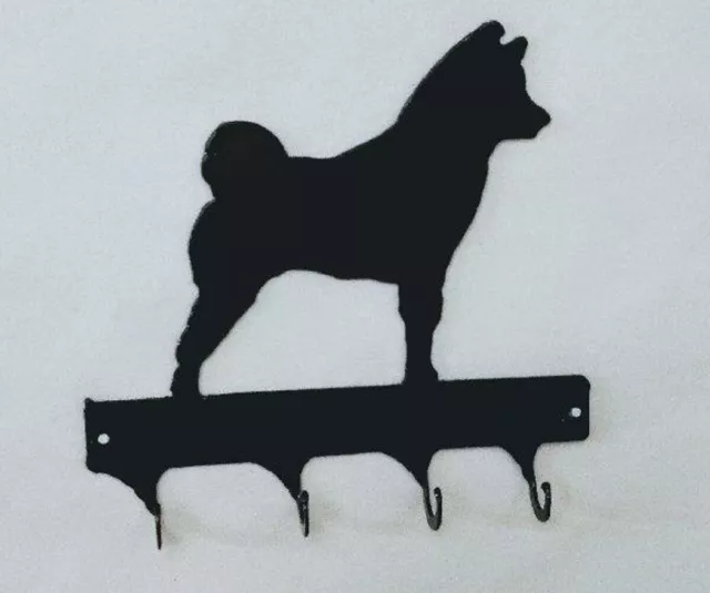 Shiba Inu 4 Hook Leash or Key Holder Black Wrought Iron Look Made in USA