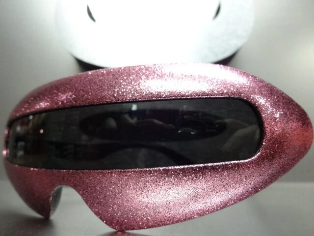ALIEN SPACE ROBOT PARTY RAVE CYCLOPS FUTURISTIC SHEILD Pink Glitter SUN GLASSES