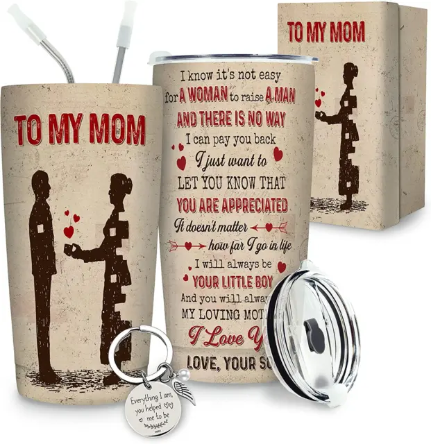 Mothers Day Gifts from Son Daughter Vacuum Insulated Coffee Travel Mug Tumbler