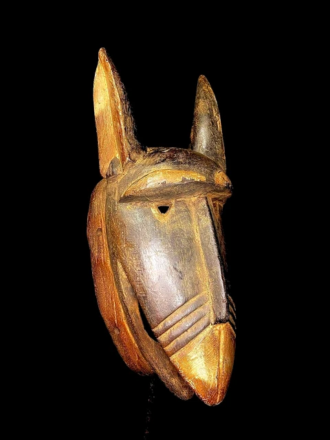 Maschera africana antiquariato tribale Faccia vintage in legno intagliato...