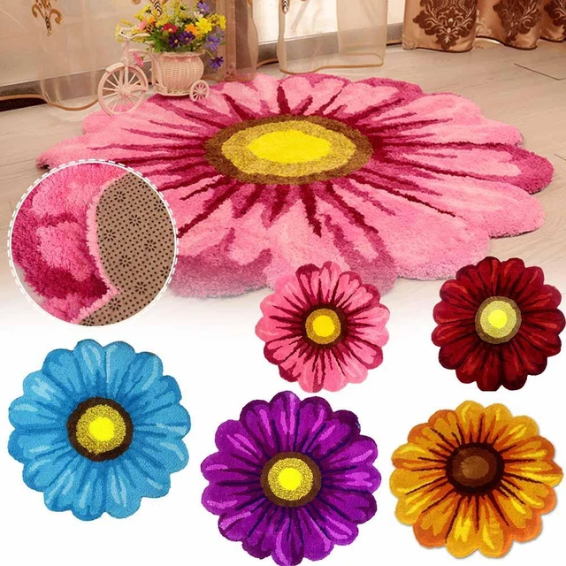 Sunflower Shape Carpet Beside Rugs Kids Pets Playground Area Rug Plush Floor Y6