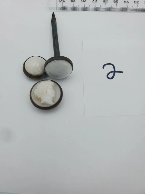 Antique Victorian Picture Hanging Nail - Unusual Milk Glass Cameo Center. 2