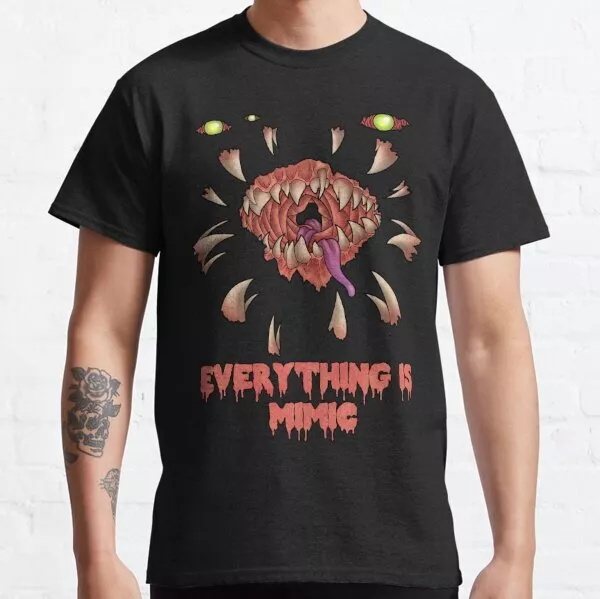 Camiseta unisex nueva con etiquetas Everything is Mimic Creepy Monster Design envío desde EE. UU.