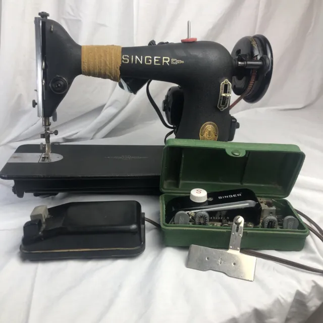 Vintage Singer Sewing Machine Head Godzilla WW2 with extras