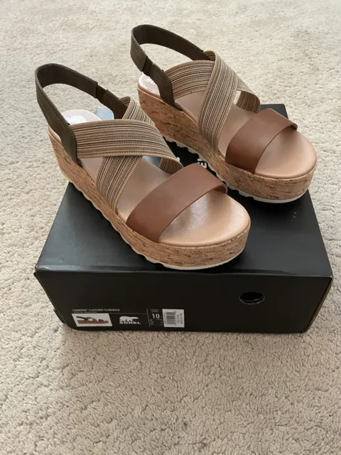 Sorel Cameron Platform Slingback Wedge Flatform Strappy Sandals Womens SIZE 10