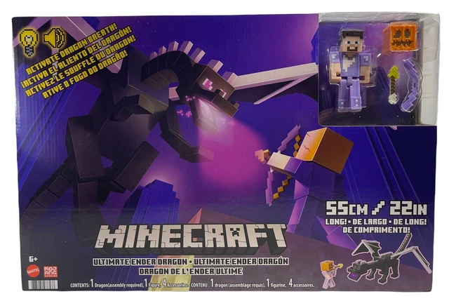 MATTEL MINECRAFT ULTIMATE Ender Dragon Figure Lights Sound Battle Steve ...