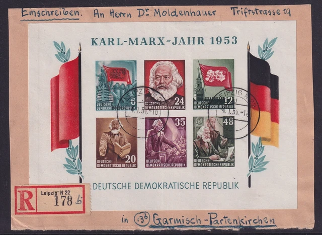 DDR 1953 Karl-Marx-Block Mi.-Nr. Block 8 B auf Briefstück