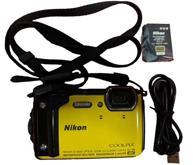 NIKON COOLPIX W300 Waterproof Digital Camera Yellow Used