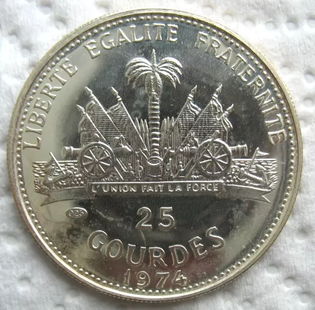 1974 Haiti Silver Proof 25 Gourdes US Bicentennial