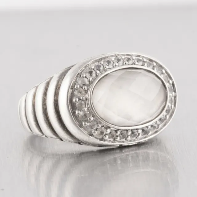 John Hardy Batu Bedeg 925 Sterling Silver Faceted Milky Quartz Ring Size 7.25