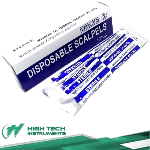 Disposable Scalpel Blades No. 10 With Plastic Handle ( Box of 10 ) Sterile