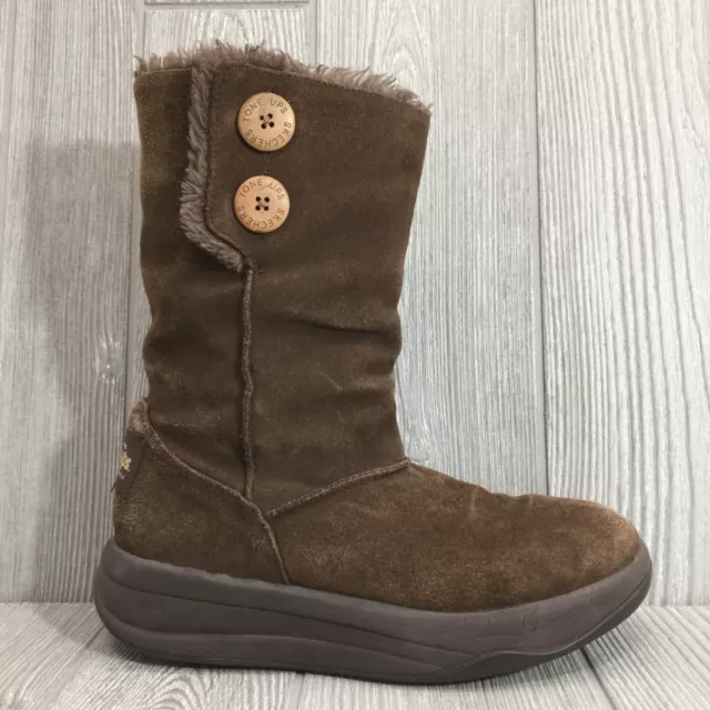 Skechers Shape Ups Tone Ups Womens 7 Brown Suede Leather Walking Rocker Boots Skechers Shape Ups Tone Ups Womens 7 Brown Suede Leather Walking Rocker Boots