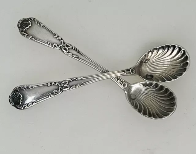 Antique Pair French Puiforcat 950 Sterling Silver Salt Spoons - 89715