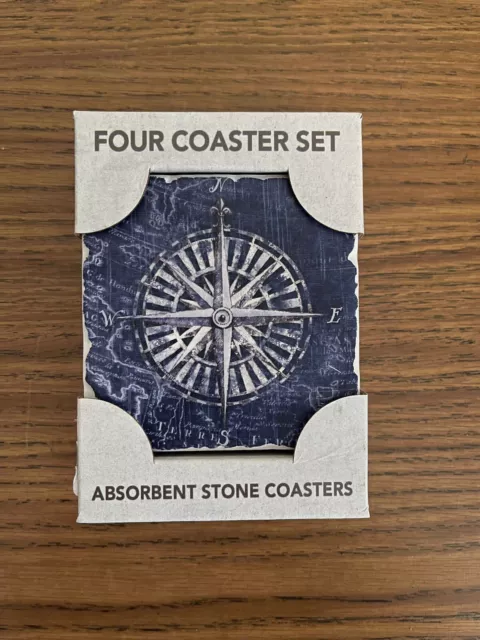 Highland Home Set of 4 Absorbent Stone Coasters  - Brand New