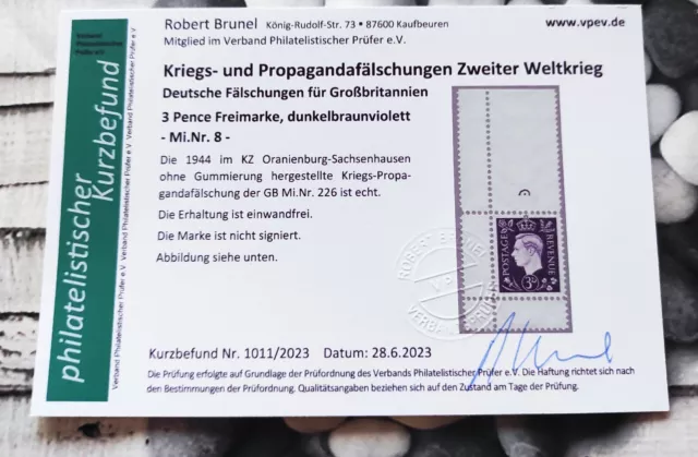 Deutsche Fälschungen für Großbritannien Aktueller Befund Brunel