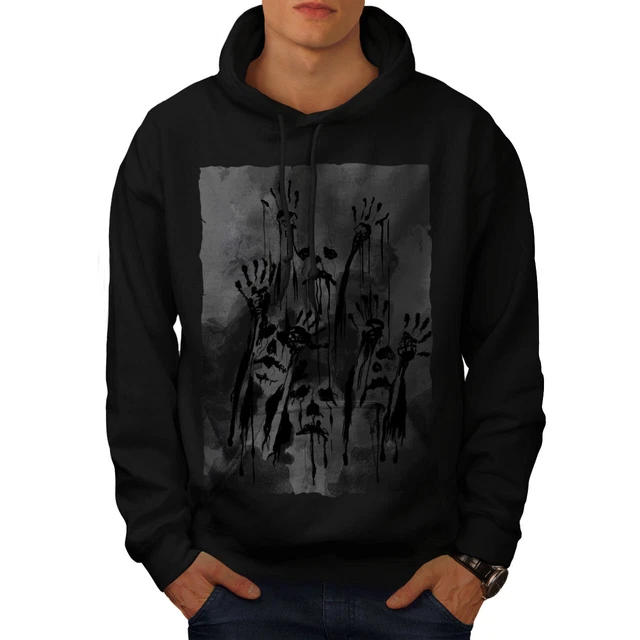 Wellcoda Ghost Apocalypse Zombie Mens Hoodie, Scary Casual Hooded Sweatshirt