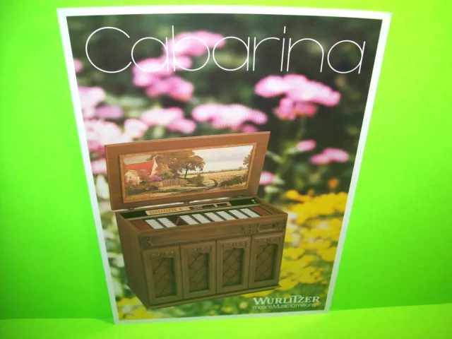 Wurlitzer CABARINA Original Jukebox Music Phonograph Promo Sales Flyer Nice Cond