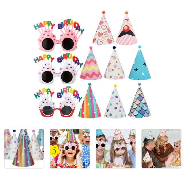 11 piezas Sombreros de fiesta personalizados para niños Sombreros de fiesta Cumpleaños Fiesta Maquillaje Gafas Accesorios