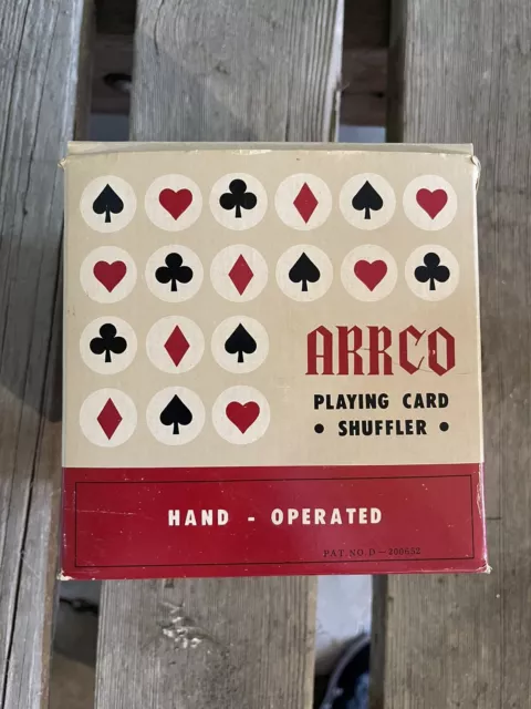 Vintage ARRCO Hand Operated Metal Playing Card Shuffler Black & Burgundy Color