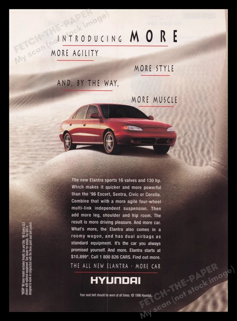 Hyundai Elantra Car 1990s Print Advertisement Ad 1996 Arm Muscle Vehicle