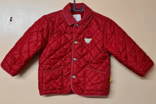 Giacca Steiff Collection Cappotto Rosso Imbottito Trapuntato Orsacchiotto 104 cm età 4