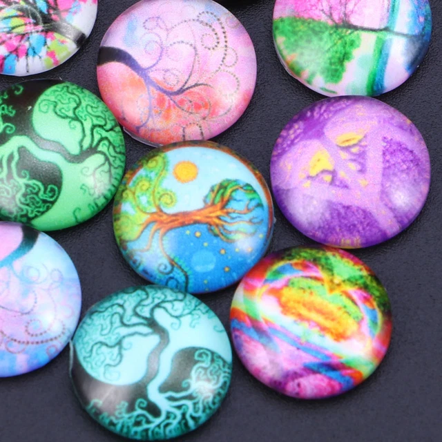 10PCS 12mm Glas Dome Anhänger Flatback Dome Cabochons 7
