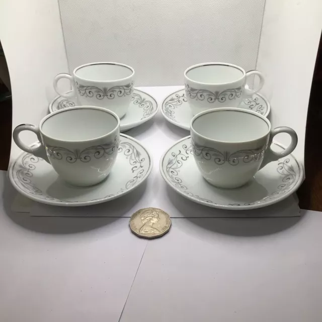 Vintage NORITAKE Japan - Teacup & Saucer Sets x 4 Small Teacup  Plate