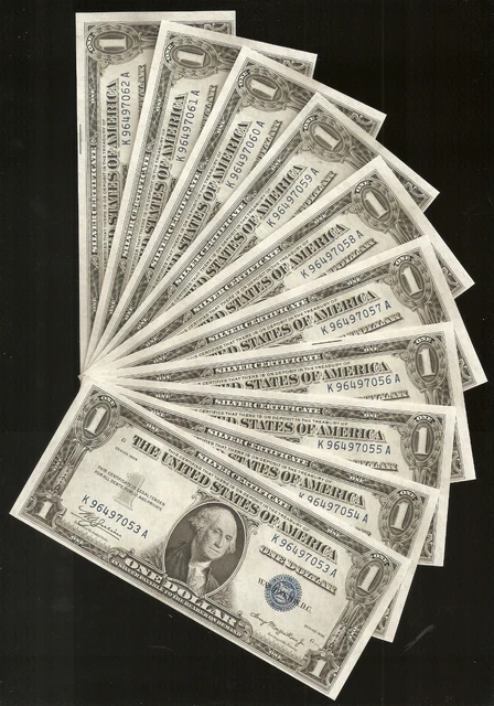 (10) Consecutive 1935 *Plain*  $1 Silver Certificates "Uncirculated" Very Rare