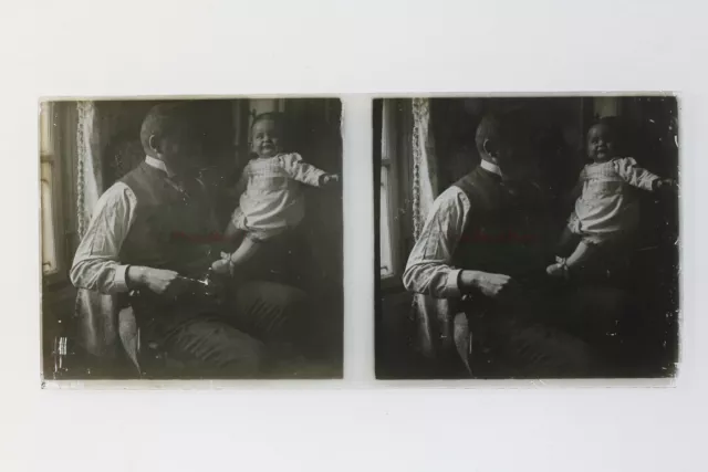 Famille France Photo Stereo Amateur P50L6n5 Plaque de verre Vintage c1910