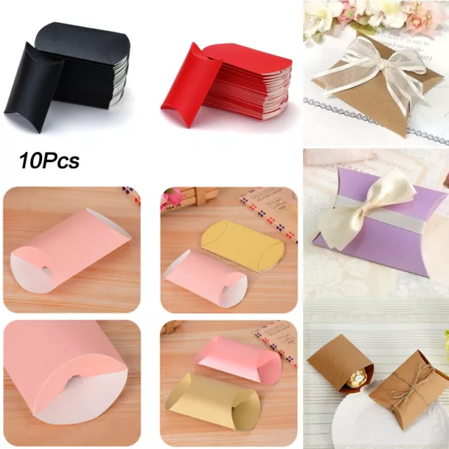 10PCS Cute Kraft Paper Pillow Party Favour Gift Candy Bag Wedding Favor Box 2