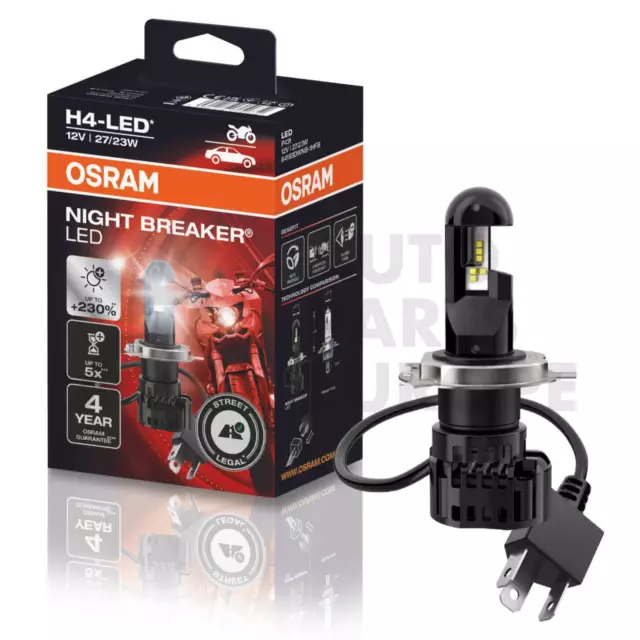 Lampada Lampadina H4 NIGHT BREAKER LED OMOLOGATA per Moto 6000K 27/23W 12V