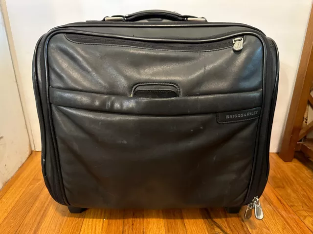 Briggs & Riley Travelware Rolling Briefcase Carry On Luggage GENUINE LEATHER