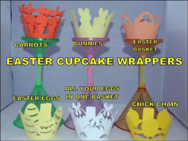 Deluxe Ostern Hase Kaninchen Küken Eierkorb Karotten Thema Cupcake Wrapper X12