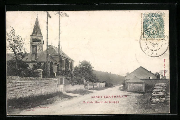 CPA Canny-sur-Thérain, Grande Route de Dieppe 1905