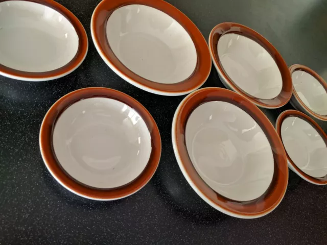 Jackson China Restaurant Ware Brick Red Brown Cereal Bowls Frust Cups