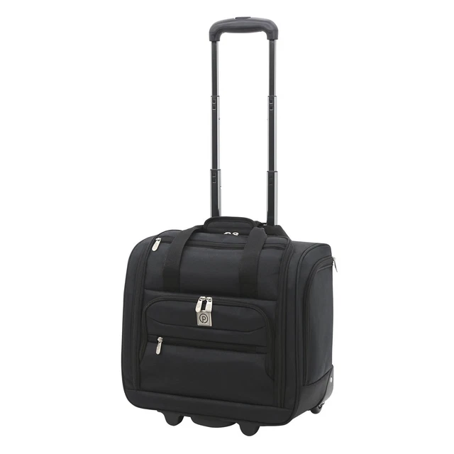 16” x 14” x 8”, Rolling Underseat Luggage, 1680 D. Ballistic Polyester, Black