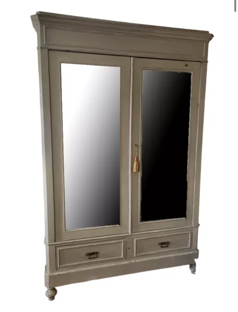 BEAUTIFUL 19th CENTURY FRENCH PAINTED ARMOIRE WARDROBE