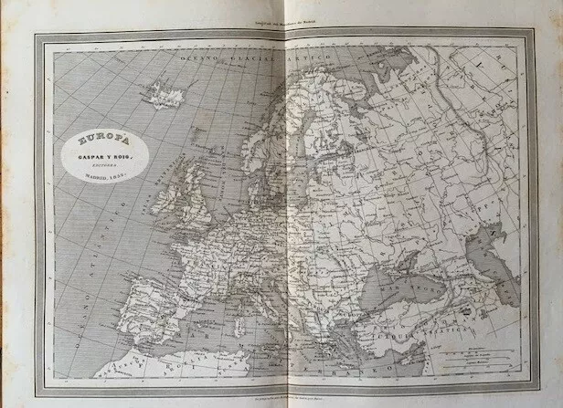 Mapa de Europa grabado por R. Alabern y pubicado por Gaspar y Roig en 1853