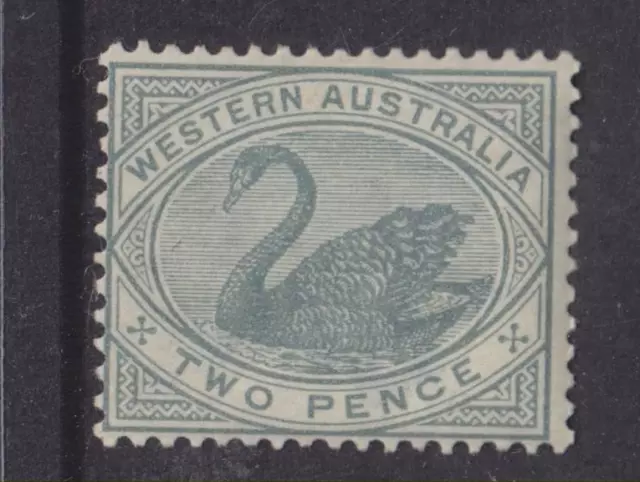 1885-1893 - WESTERN AUSTRALIA-MUH 2d BLUISH GREY SWAN- P14 -CA CROWN-SG96-W545A